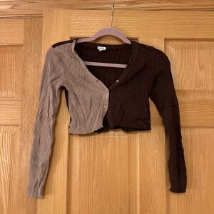 Garage Brown Ribbed Knit Top